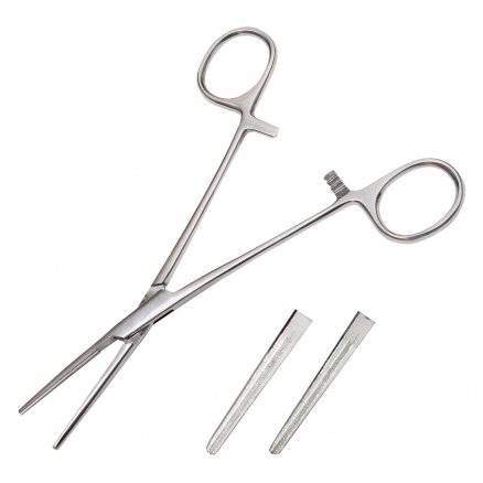 Затискач кровоспинний, з атравматичною насічкою, прямий. Довжина 16,0 см